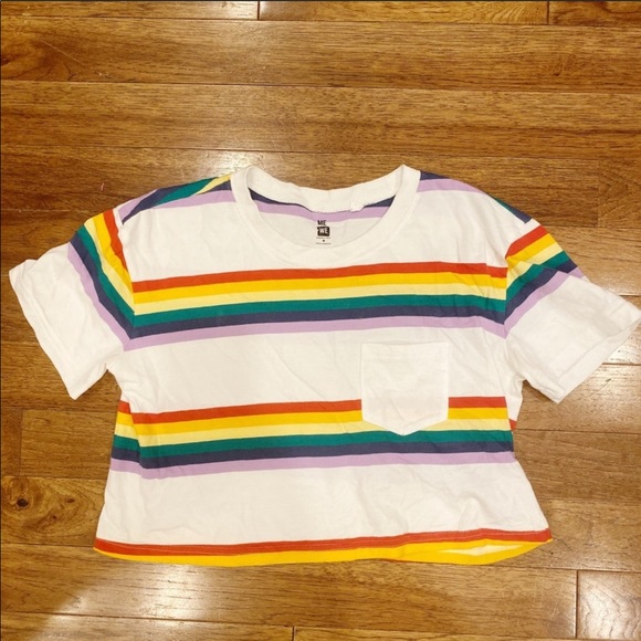 Me to We Tops - ME TO WE RAINBOW SHORT SLEEVE CROP TOP T SHIRT